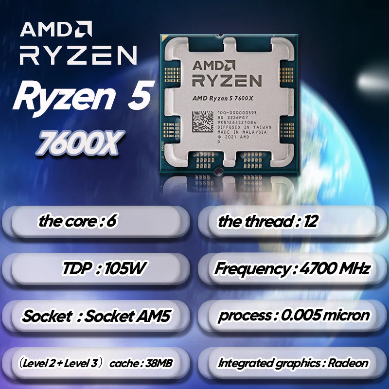 AMD RYZEN 5 7600X 6-Core 12-Thread AM5